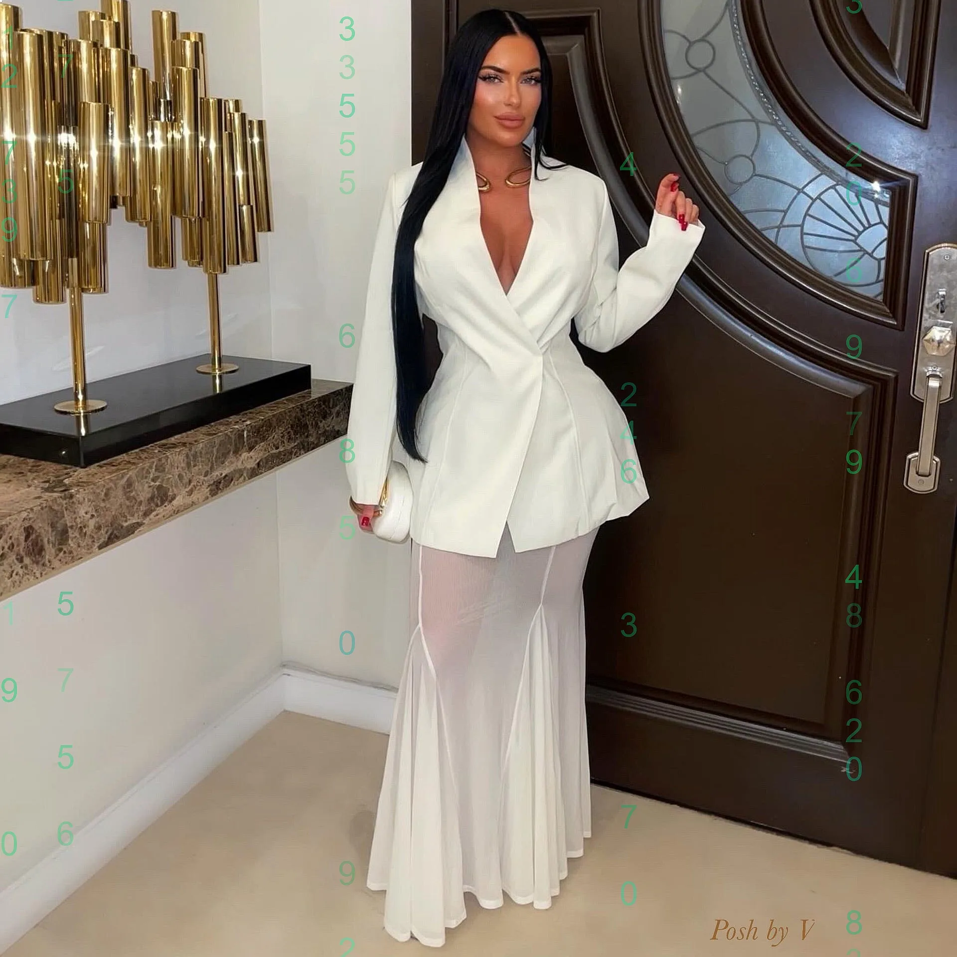 Luxury Deep V Waist Blazer Mesh Fishtail Evening Dress Matching Set
Luxury Deep V Waist Blazer Mesh Fishtail Evening Dress Matching Set