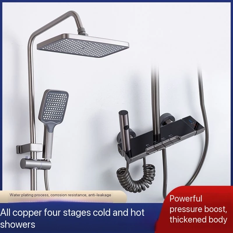 Grey Chrome Bathroom Shower Faucet Set Wall Mounted Shower Column Taps Rainfall Shower Mixer Crane Bidet Shower Piano Style
Grey Chrome Bathroom Shower Faucet Set Wall Mounted Shower Column Taps Rainfall Shower Mixer Crane Bidet Shower Piano Style