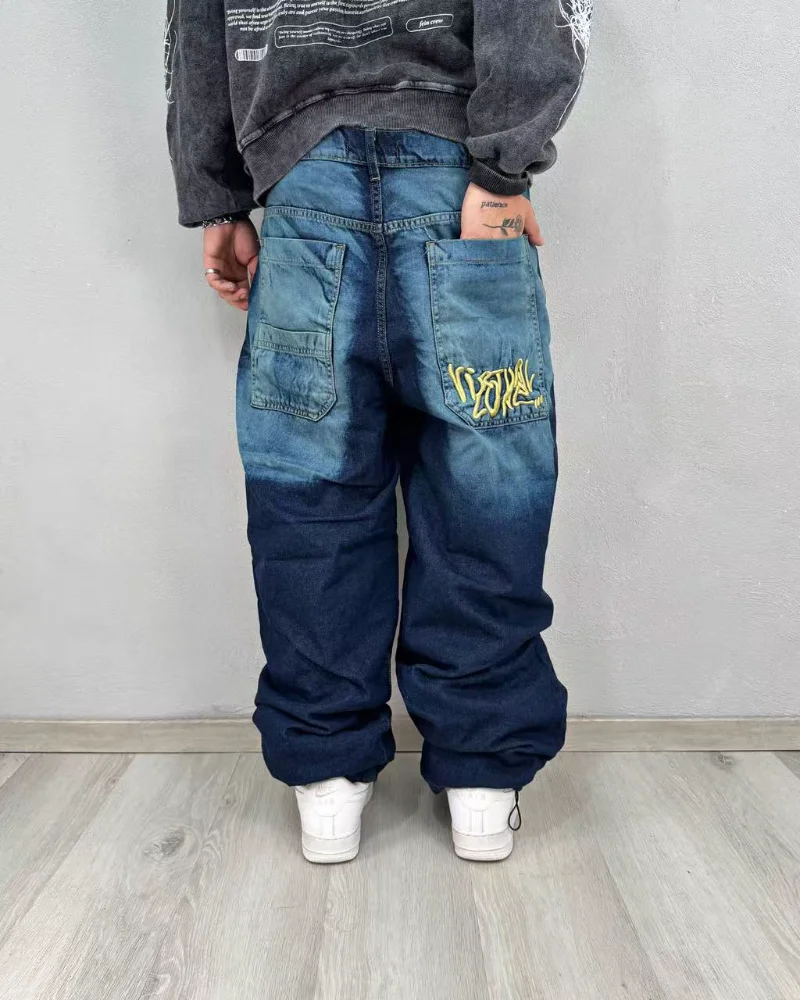 European and American new Gothic Harajuku men jeans personality two-tone design loose straight leg jeans fashion wide-leg jeans
European and American new Gothic Harajuku men jeans personality two-tone design loose straight leg jeans fashion wide-leg jeans