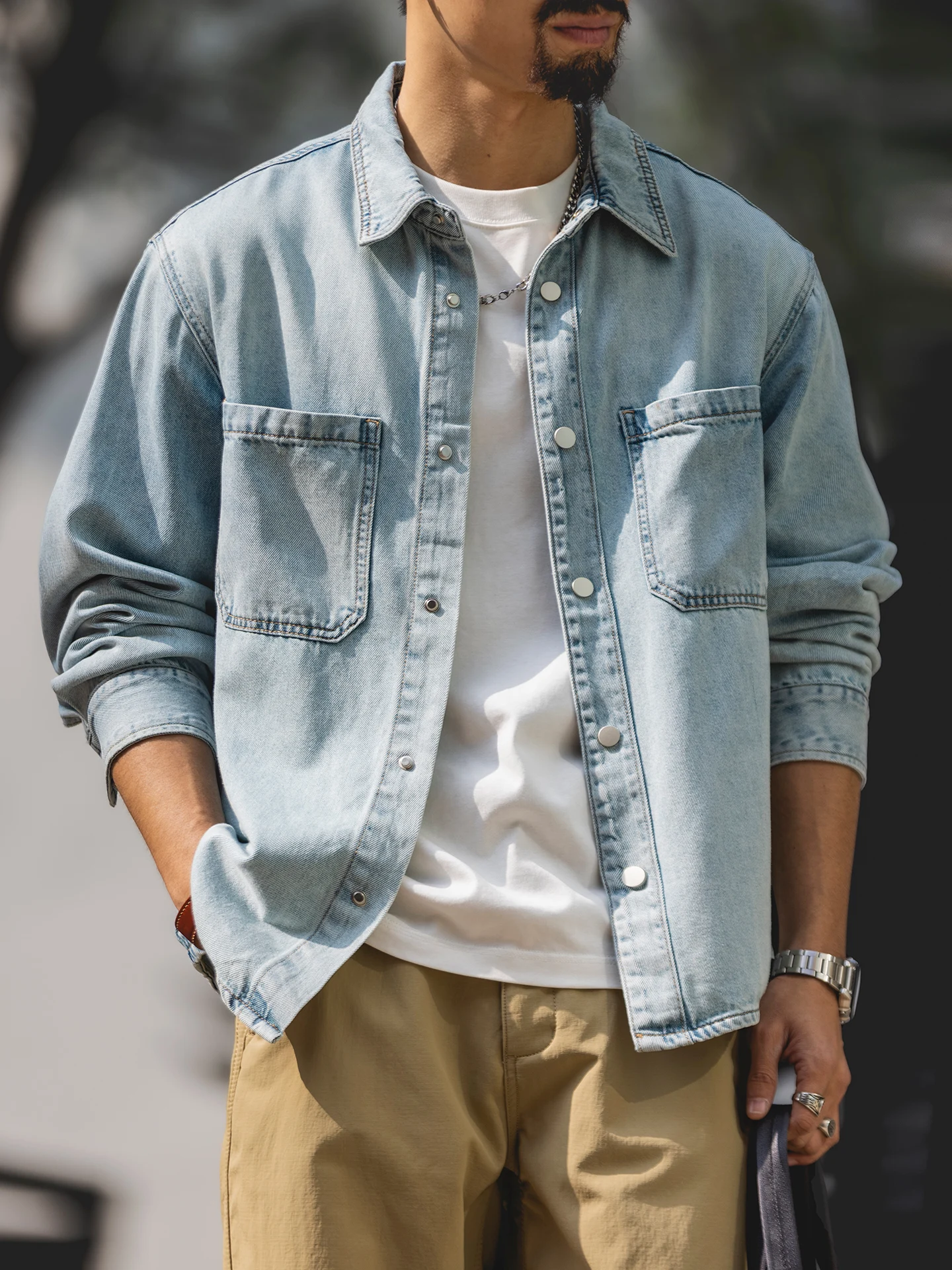 Blue Washed Lyocell Denim Shirt Men's Spring 2026 Casual Collar Workwear Shirt Loose Fit Long Sleeve American Casual Style
Blue Washed Lyocell Denim Shirt Men's Spring 2026 Casual Collar Workwear Shirt Loose Fit Long Sleeve American Casual Style