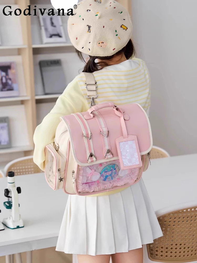 Second Dimension Japanese Original Transparent Pain Bag Transparent Large Capacity Backpack Cute Girl Commuter Messenger Bag
Second Dimension Japanese Original Transparent Pain Bag Transparent Large Capacity Backpack Cute Girl Commuter Messenger Bag