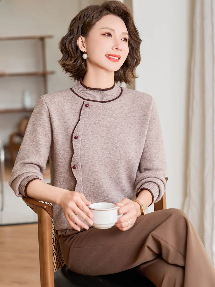 Faionable Knitted irt for Middle-Aged Mothers Spring New Arrival Chinese Sle Women's Loose Fit Button up Polyester Blend
Faionable Knitted irt for Middle-Aged Mothers Spring New Arrival Chinese Sle Women's Loose Fit Button up Polyester Blend