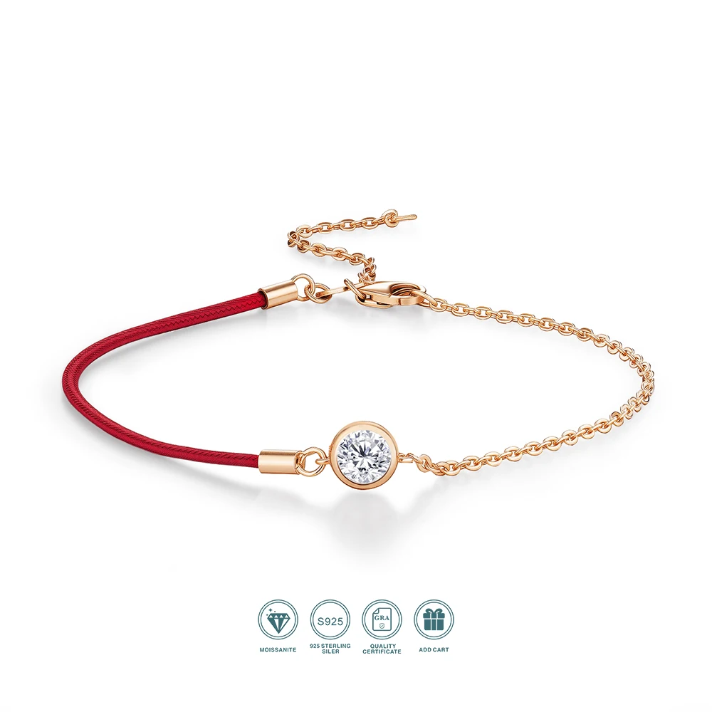 1pc Red Rope Bracelet 925 Sterling Silver Round Moissanite Charm 18K Gold Plated Adjustable Lucky Jewelry Gift for Women
1pc Red Rope Bracelet 925 Sterling Silver Round Moissanite Charm 18K Gold Plated Adjustable Lucky Jewelry Gift for Women