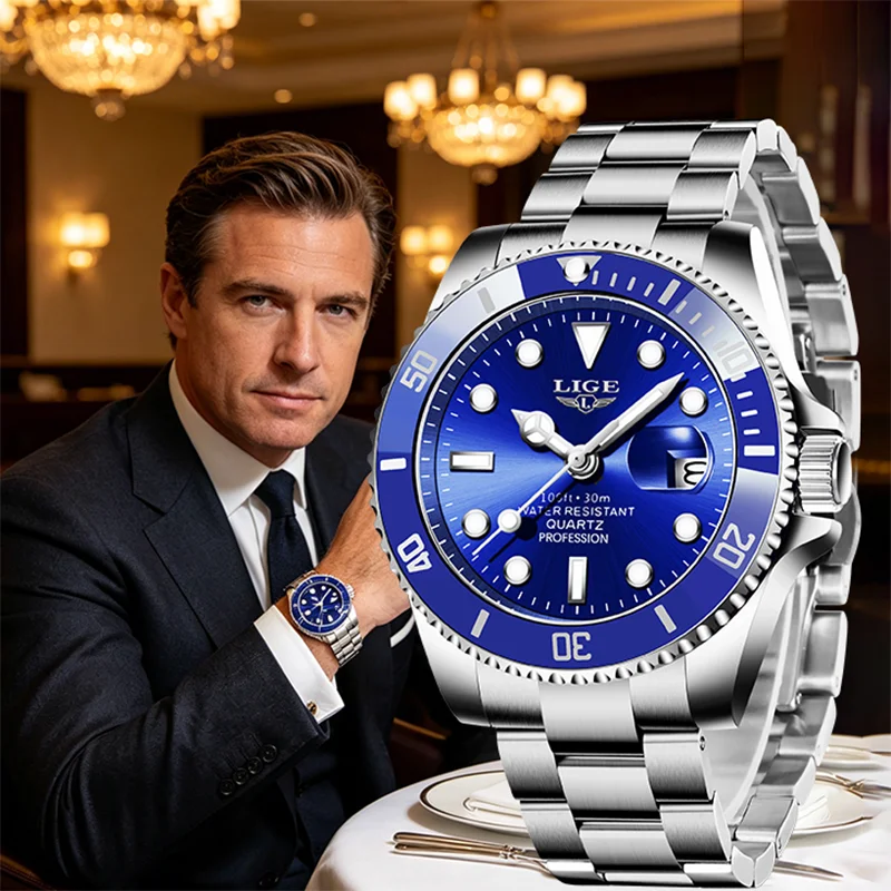 LIGE Blue Mens Watch Luminous Calendar Man Quartz Wristwatch Business Waterproof Stainless Slueteel Watches For Men Reloj Hombre
LIGE Blue Mens Watch Luminous Calendar Man Quartz Wristwatch Business Waterproof Stainless Slueteel Watches For Men Reloj Hombre