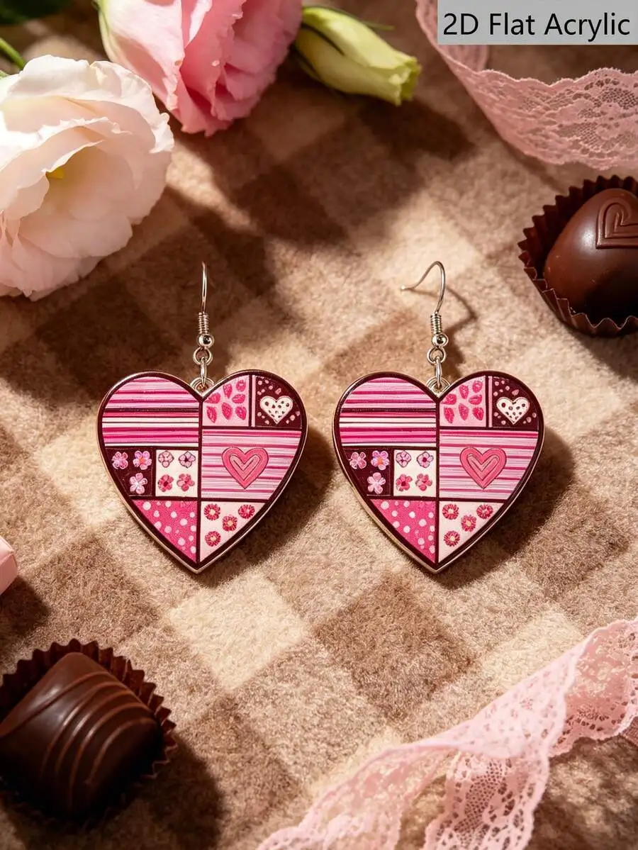 Heart-Shaped Patchwork Earrings With Flowers And Stripes For Women
Heart-Shaped Patchwork Earrings With Flowers And Stripes For Women