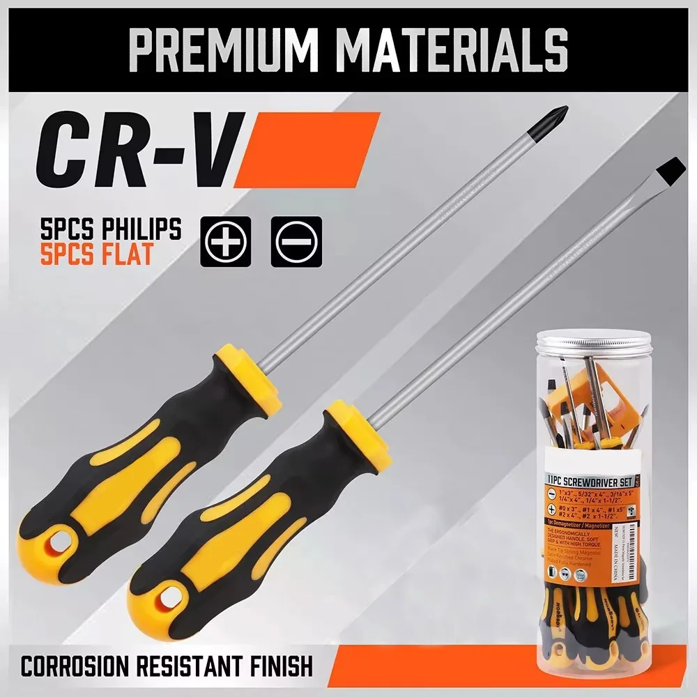 Набор магнитных отверток 11 в 1, набор крестообразных отверток с плоской головкой, прецизионный ручной инструмент для обслуживания
Набор магнитных отверток 11 в 1, набор крестообразных отверток с плоской головкой, прецизионный ручной инструмент для обслуживания