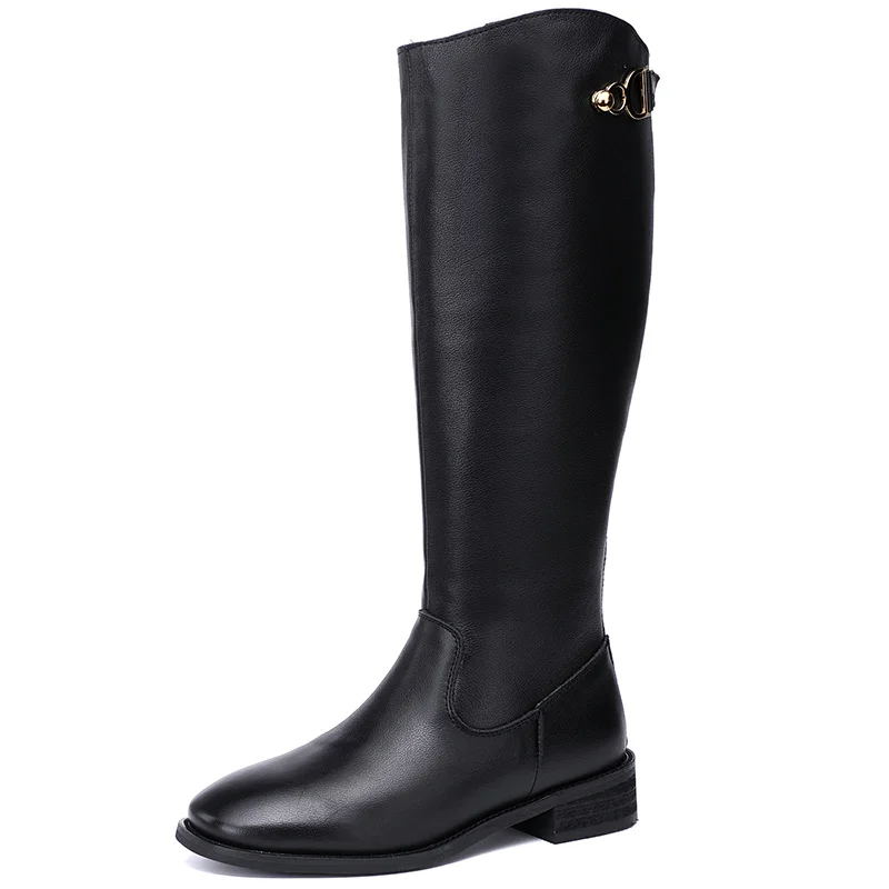Ladies Black Tall Boots Women Round Toe Winter Thick Heel Genuine Leather Knee-High Boots
Ladies Black Tall Boots Women Round Toe Winter Thick Heel Genuine Leather Knee-High Boots