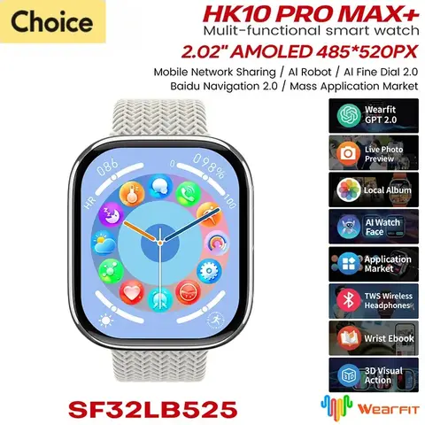HK10 Pro Max AMOLED smartwatch 1GB ROM NFC Bluetooth 46mm registrazione di musica locale smartwatch da uomo e da donna Sersies