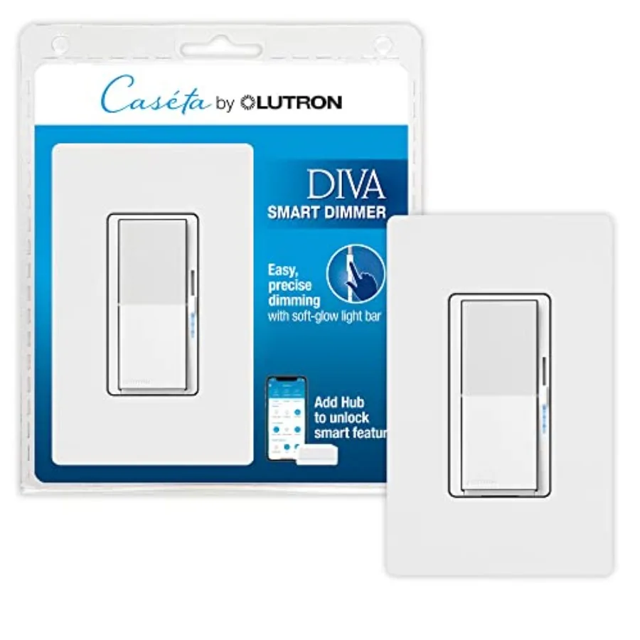Light Switch with Wallplate for Caseta Lighting Required for LED Lights 150W Single-Pole/3-Way No Neutral (DVRFW-6L-WH-A
Light Switch with Wallplate for Caseta Lighting Required for LED Lights 150W Single-Pole/3-Way No Neutral (DVRFW-6L-WH-A