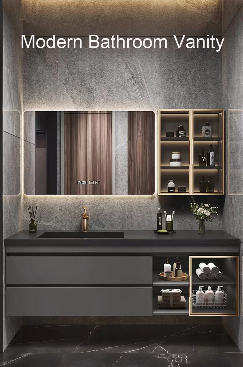 Popular European-Style Wall-Mounted Bathroom Vanity LED Rock Slate Top Solid Wood Plywood Cabinet Apartmentspromote sales
Popular European-Style Wall-Mounted Bathroom Vanity LED Rock Slate Top Solid Wood Plywood Cabinet Apartmentspromote sales