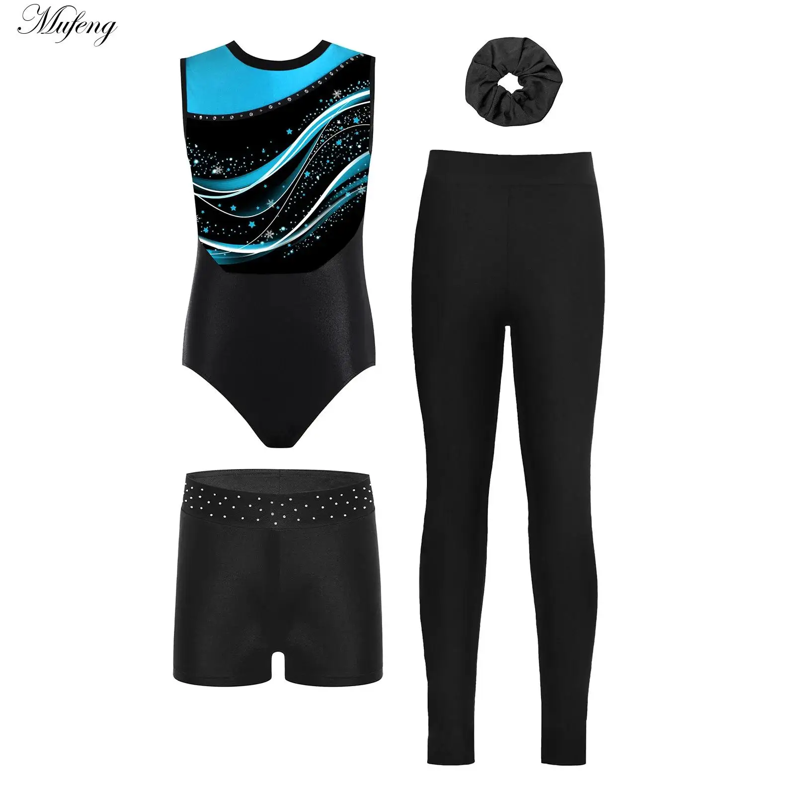 Girls Ballet Dance Leotard Outfit Figure Skating Costume Short Sleeve Rhinestone Gymnastics Bodysuit + Shorts+Leggings+Hair Band
Girls Ballet Dance Leotard Outfit Figure Skating Costume Short Sleeve Rhinestone Gymnastics Bodysuit + Shorts+Leggings+Hair Band