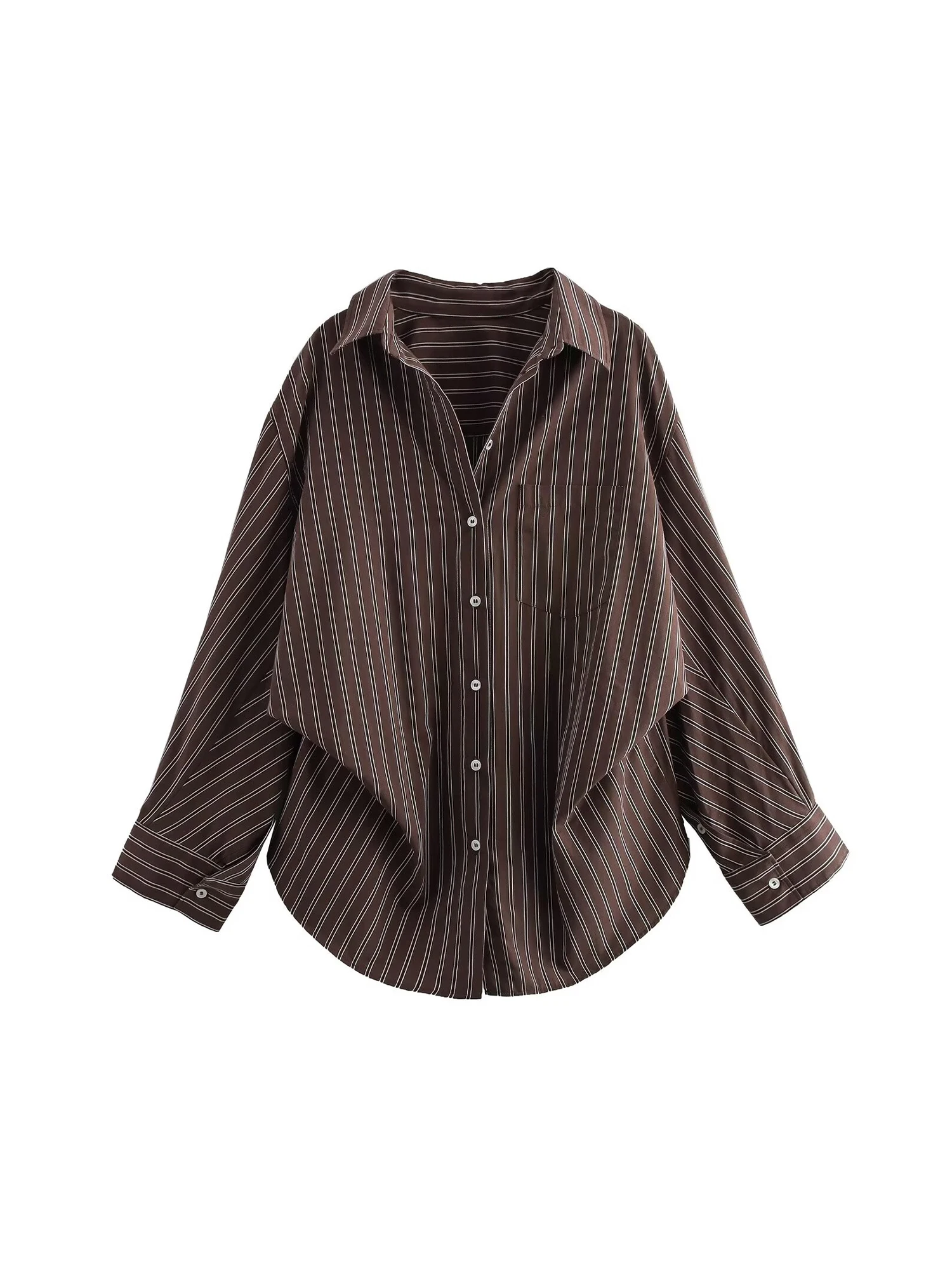 Women Brown Striped Long Sleeve Polo-Neck Shirts and Blouses 90s Vintage Y2k Aesthetic 2000s Oversize Shirt Clothes Autumn 2025
Women Brown Striped Long Sleeve Polo-Neck Shirts and Blouses 90s Vintage Y2k Aesthetic 2000s Oversize Shirt Clothes Autumn 2025