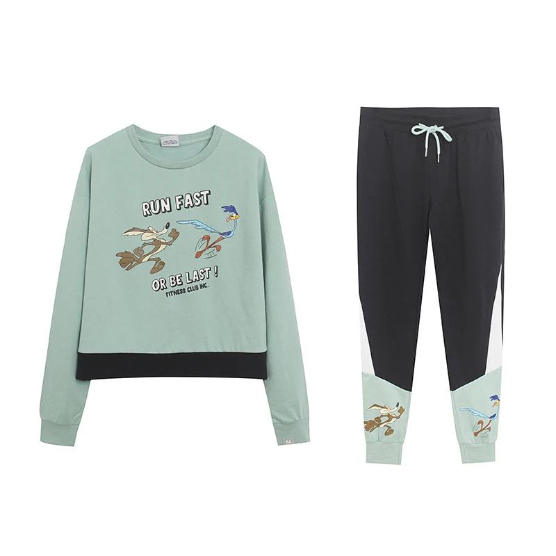 Ladies round Neck Cartoon Print Sweater Set Fashionable Loose Slimming Color Block Design Polyester Cotton Blend Long Sleeve
Ladies round Neck Cartoon Print Sweater Set Fashionable Loose Slimming Color Block Design Polyester Cotton Blend Long Sleeve