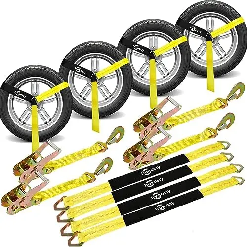 Trekassy 2"x12ft Heavy Duty Car Tie Down Straps 4 Pack - 10000lbs Strength, Steel Ratchet, Adjustable Hauler Straps
Trekassy 2"x12ft Heavy Duty Car Tie Down Straps 4 Pack - 10000lbs Strength, Steel Ratchet, Adjustable Hauler Straps