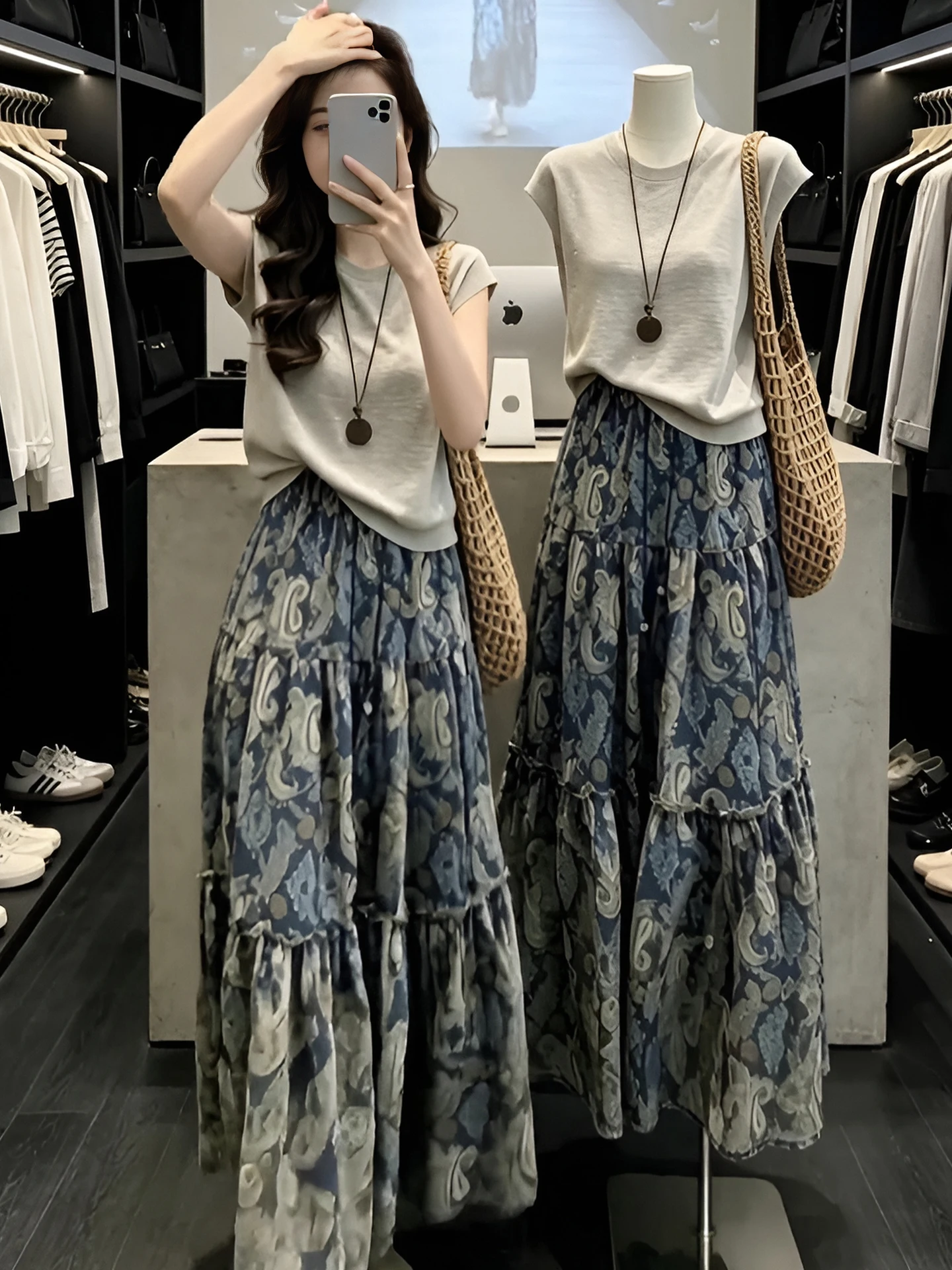 Summer Fashionable Skirt Set High Waist Short Sleeve round Neck T-Shirt Long Dress Two-Piece Ensemble Trendy Outfit Casual Wear
Summer Fashionable Skirt Set High Waist Short Sleeve round Neck T-Shirt Long Dress Two-Piece Ensemble Trendy Outfit Casual Wear
