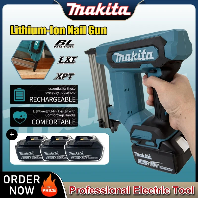 Makita Lithium-Ion Nail Gun 18V 6.0Ah Battery 100-Nail Capacity Cordless Ideal for Flooring Shelving & DIY Wood Projects
Makita Lithium-Ion Nail Gun 18V 6.0Ah Battery 100-Nail Capacity Cordless Ideal for Flooring Shelving & DIY Wood Projects
