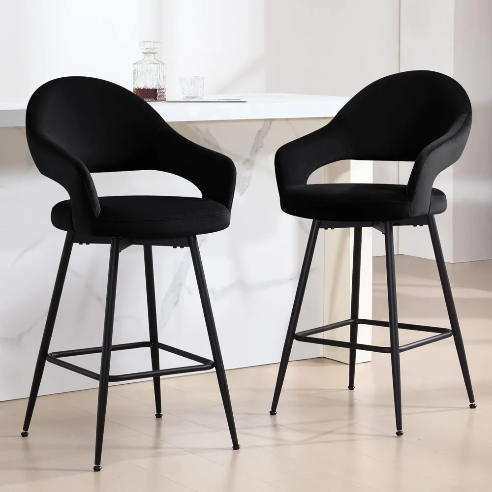 Swivel Bar Stools Set of 2 Counter Height Bar Stools with Hollow Back, 26" Counter Height Kitchen Barstools with Metal Legs
Swivel Bar Stools Set of 2 Counter Height Bar Stools with Hollow Back, 26" Counter Height Kitchen Barstools with Metal Legs