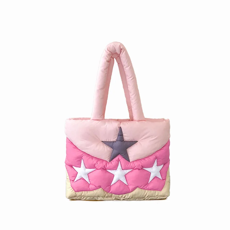 Shoulder Bags for Women Star Cute Quilted Tote Contast Color Pink and Purple Love High Capacity All Match Cotton Soft Fashion
Shoulder Bags for Women Star Cute Quilted Tote Contast Color Pink and Purple Love High Capacity All Match Cotton Soft Fashion