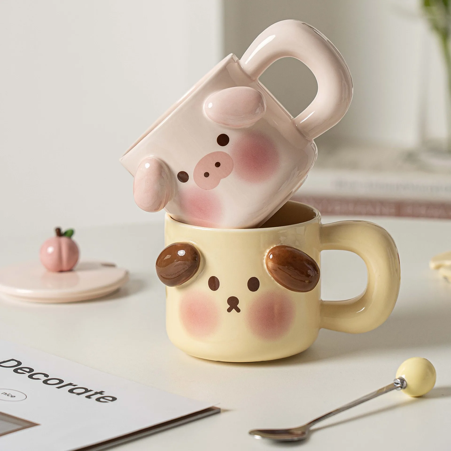 Cute Coffee Cup Ceramic Cup Girls with Cover Spoon Milk Breakfast Cup Couple Mugs Birthday Gift Water Cup
Cute Coffee Cup Ceramic Cup Girls with Cover Spoon Milk Breakfast Cup Couple Mugs Birthday Gift Water Cup