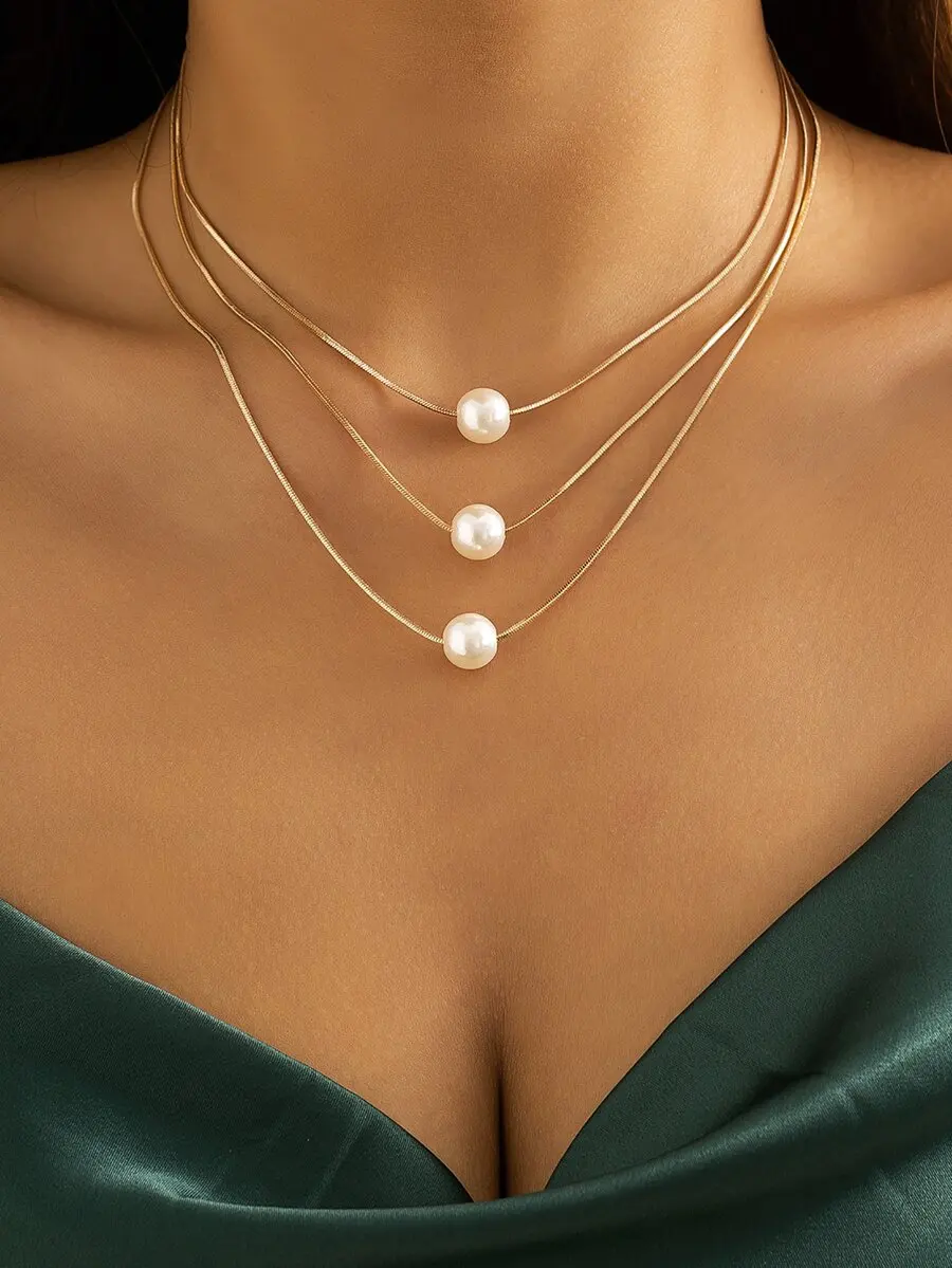 2pcs faux pearl layered necklace with elegant decor design
2pcs faux pearl layered necklace with elegant decor design