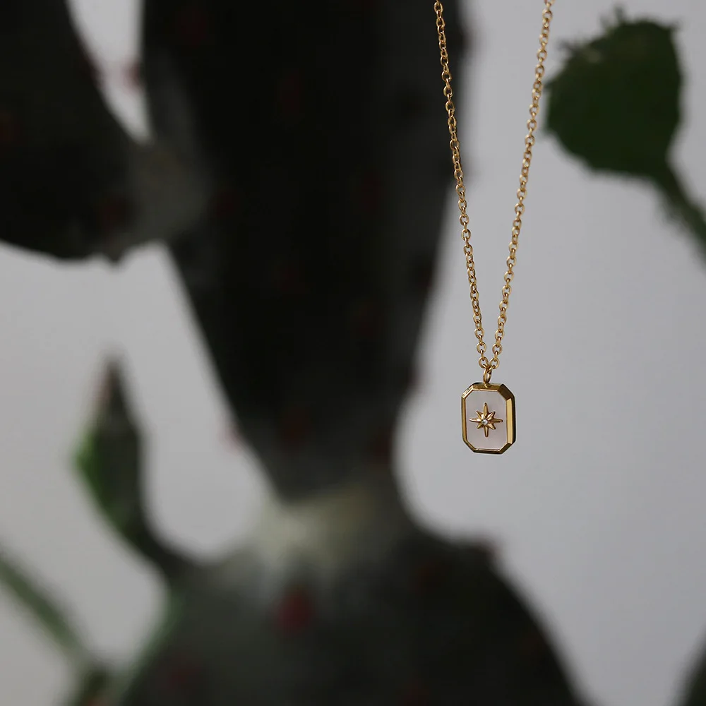 French Shell Octagonal Star Geometric Pendant Necklace for Women Titanium Steel Plated with 18K Gold Birthday Gift Jewelry
French Shell Octagonal Star Geometric Pendant Necklace for Women Titanium Steel Plated with 18K Gold Birthday Gift Jewelry
