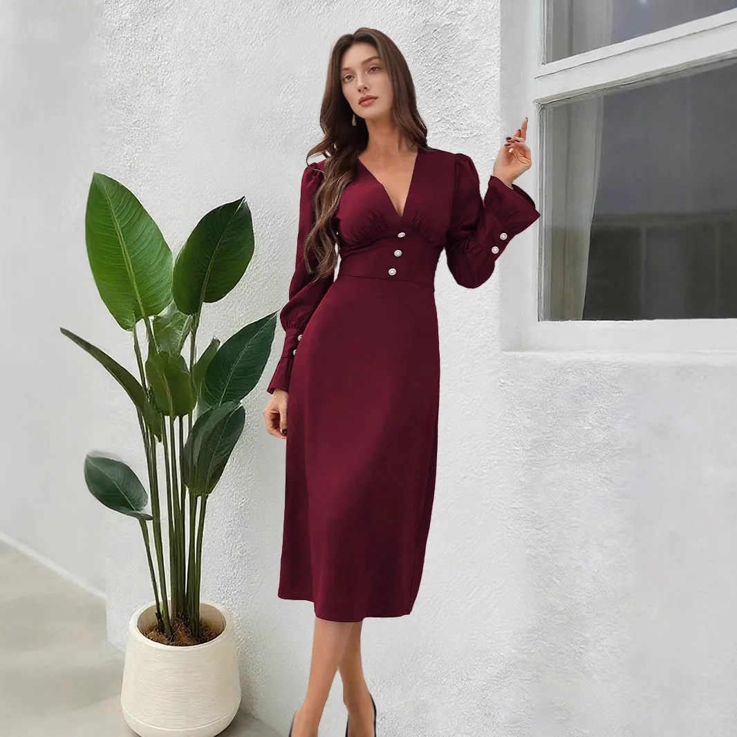 2026 New Arrival Sexy Women's Dress V-Neck Dress Elegant Spring Casual Long Dress Fashionable Commuter Style
2026 New Arrival Sexy Women's Dress V-Neck Dress Elegant Spring Casual Long Dress Fashionable Commuter Style