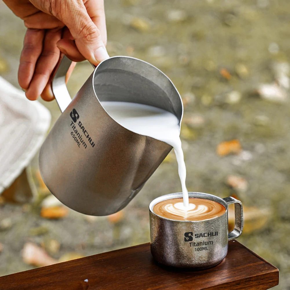 Titanium Latte Art Milk Frothing Pitcher, 650ML, Coffee Milk Frother with Spout for Latte Art, Milk Jug Cup Corrosion-Resistant
Titanium Latte Art Milk Frothing Pitcher, 650ML, Coffee Milk Frother with Spout for Latte Art, Milk Jug Cup Corrosion-Resistant