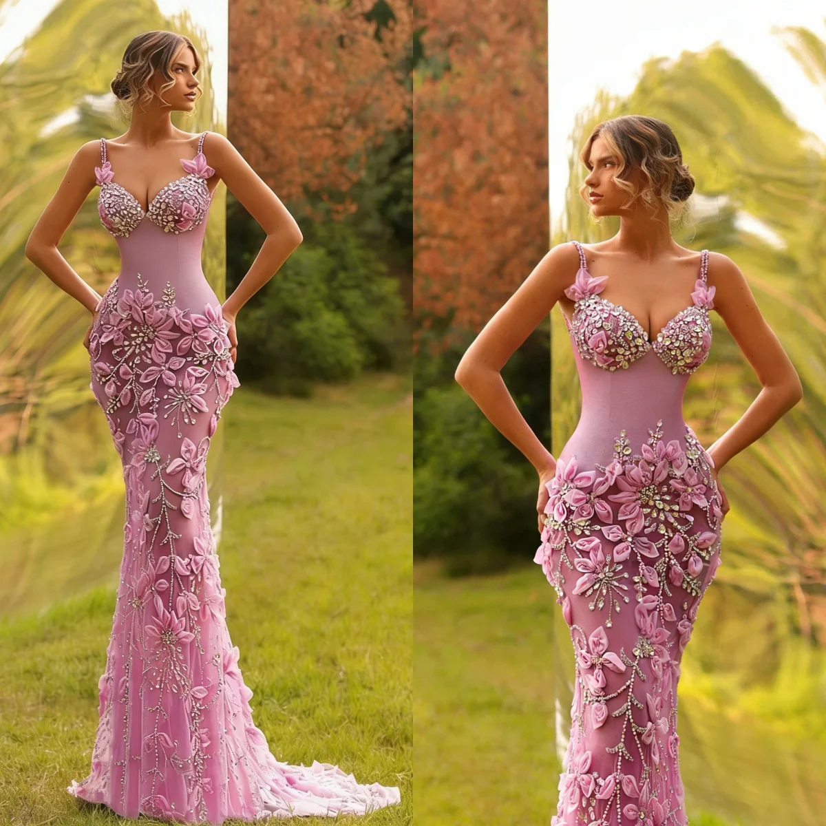 Gorgeous Crystals Mermaid Evening Dresses Spaghetti Straps Sleeveless Prom Gowns 3D Flowers Dinner Partty Customized
Gorgeous Crystals Mermaid Evening Dresses Spaghetti Straps Sleeveless Prom Gowns 3D Flowers Dinner Partty Customized