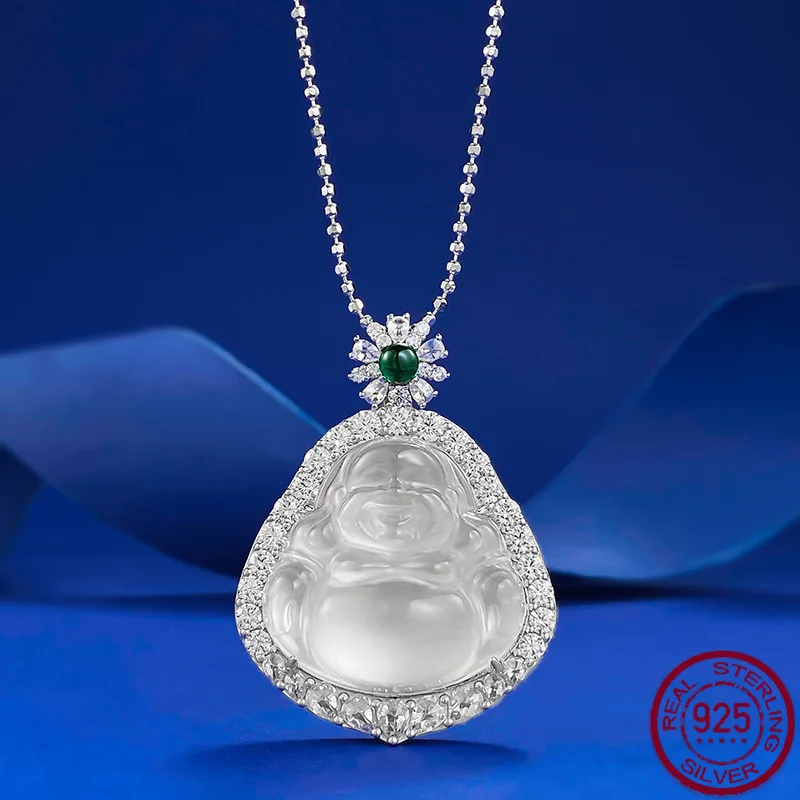 New S925 Silver Inlaid Natural Water Foam Jade Buddha Pendant High Ice Jade Marrow Necklace Adjustable Wedding Jewelry
New S925 Silver Inlaid Natural Water Foam Jade Buddha Pendant High Ice Jade Marrow Necklace Adjustable Wedding Jewelry