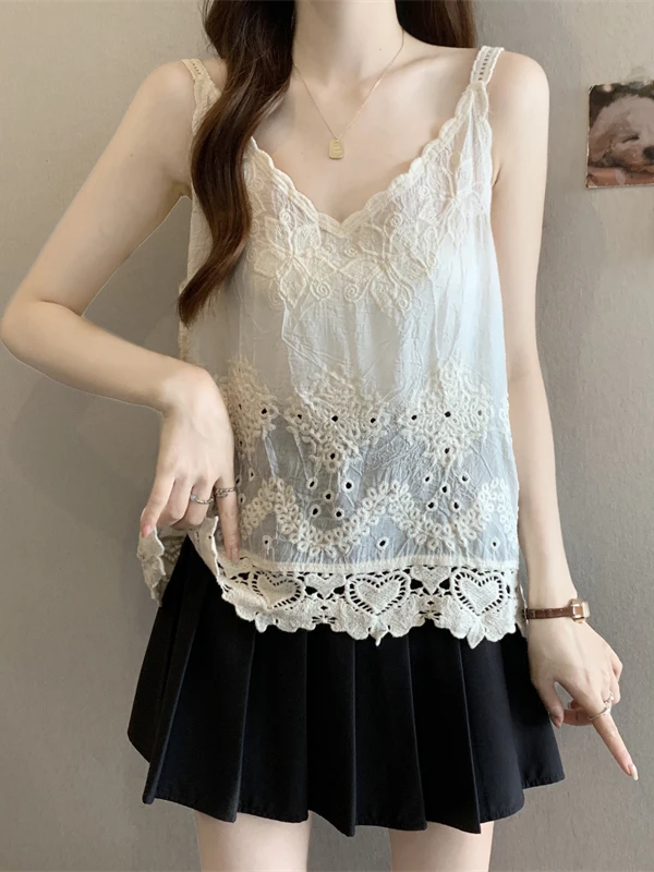 Summer 2026 New Style Lace Hollow out Small Strap Vest Large Size Women Casual Wear Inner And Outer Wear Top Casual Loose Fit
Summer 2026 New Style Lace Hollow out Small Strap Vest Large Size Women Casual Wear Inner And Outer Wear Top Casual Loose Fit