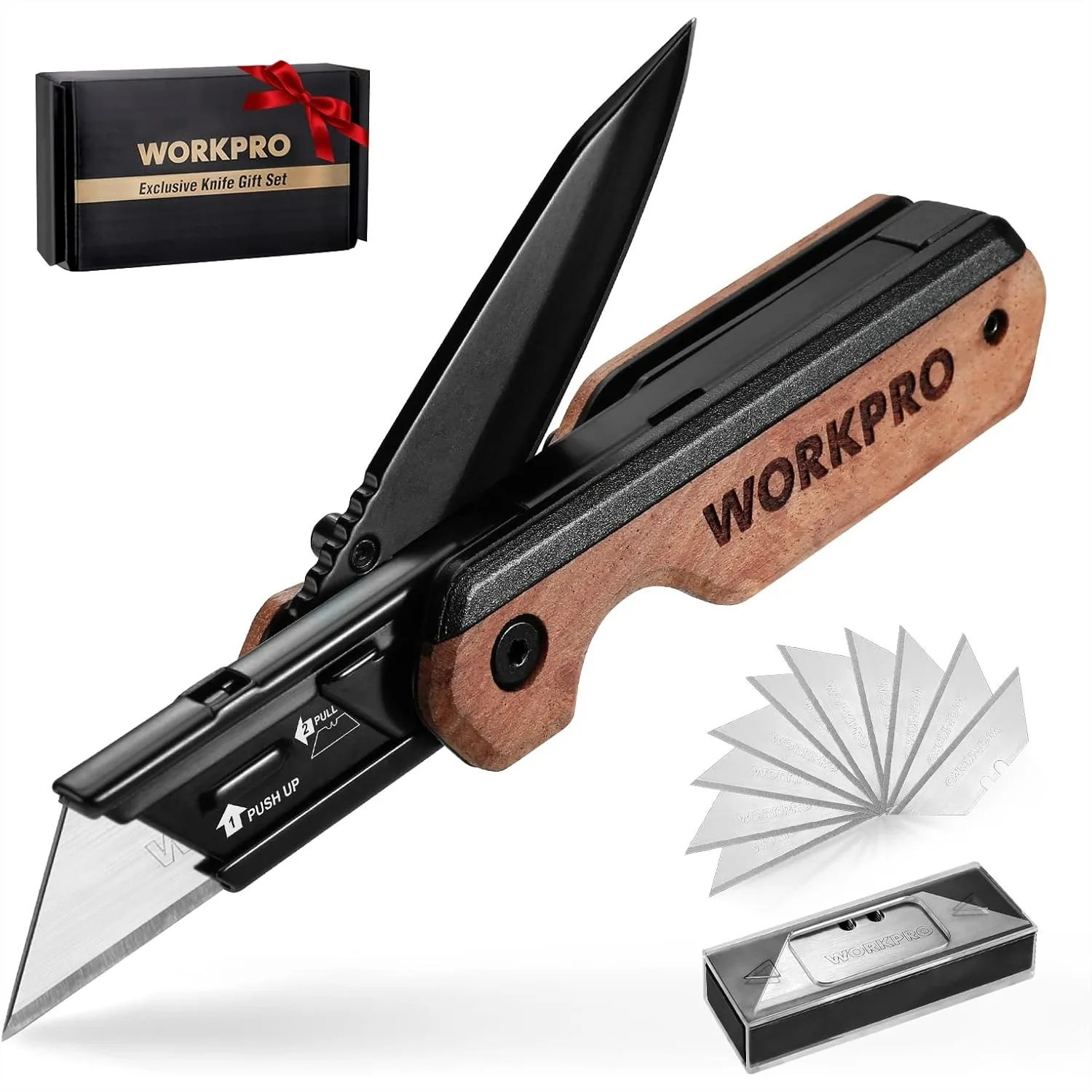 2-In-1 Folding Utility Knife With Quick Change Blade And Belt Clip, 10 SK5 Blades Included For Box Cutting And Camping
2-In-1 Folding Utility Knife With Quick Change Blade And Belt Clip, 10 SK5 Blades Included For Box Cutting And Camping