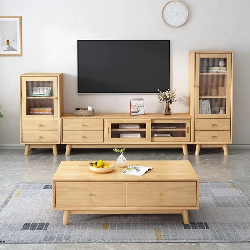 Nordic Solid Wood TV Stand and Coffee Table Set for Modern Minimalist Living Room with Natural Wood Finish High Low
Nordic Solid Wood TV Stand and Coffee Table Set for Modern Minimalist Living Room with Natural Wood Finish High Low