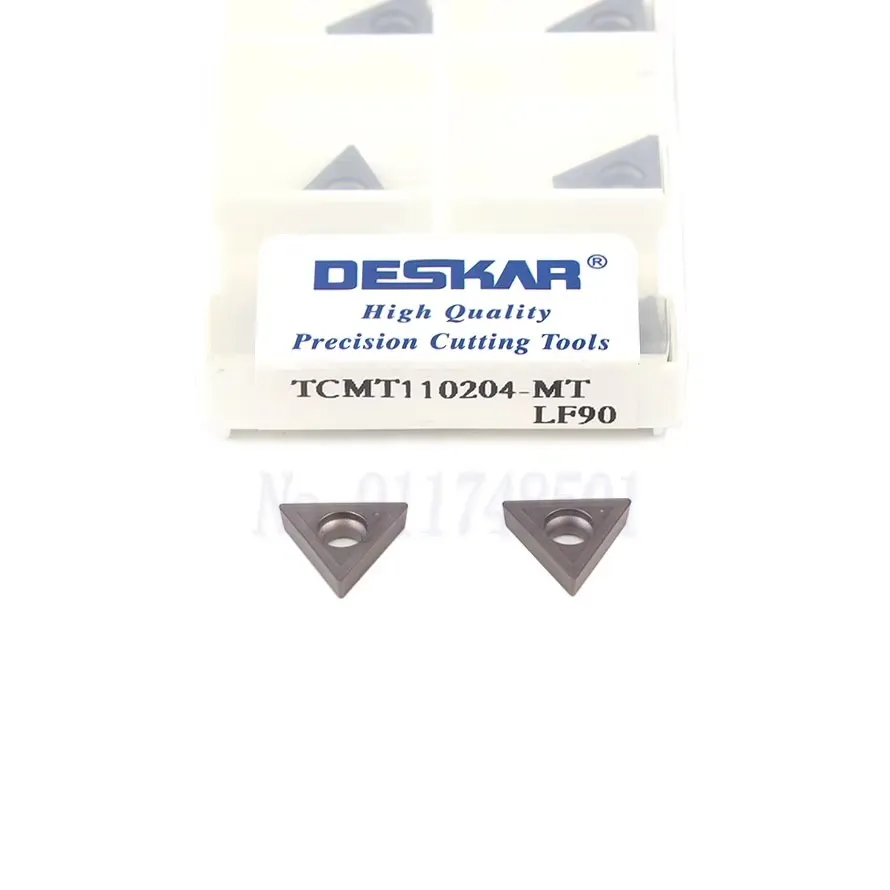 TCMT Series TCMT110204-MT LF90 TCMT110204-FG LF90 Metal Ceramic Inserts DESKAR Numerical Control Lathe External Turning Inserts
TCMT Series TCMT110204-MT LF90 TCMT110204-FG LF90 Metal Ceramic Inserts DESKAR Numerical Control Lathe External Turning Inserts