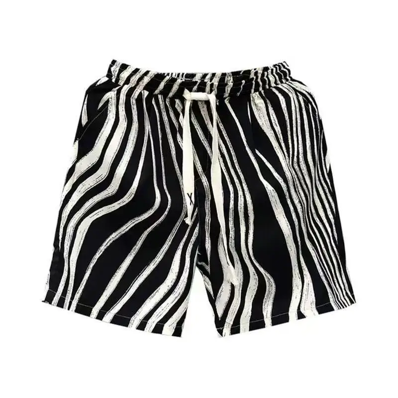 Fashion Printed Pockets Striped Casual Shorts Men's Clothing 2025 Summer New Loose Elastic High Waist Knee Beach Shorts
Fashion Printed Pockets Striped Casual Shorts Men's Clothing 2025 Summer New Loose Elastic High Waist Knee Beach Shorts