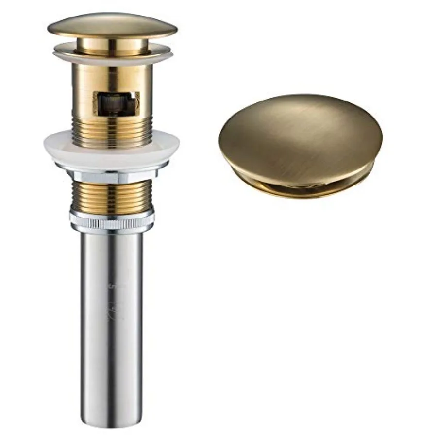 Pop-Up Drain with Overflow in Brushed Gold,
Pop-Up Drain with Overflow in Brushed Gold,