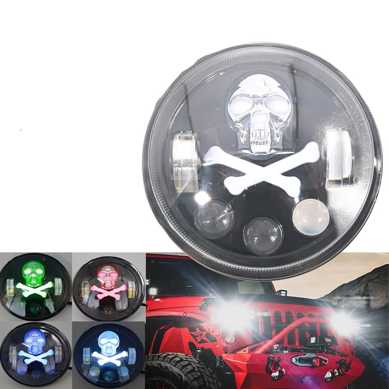 Car Headlight Assembly Skull Pattern 5.75 Inch Round Led Headlight DRL Colorful H4 Headlamp Driving Light for Jeep Offroad Moto
Car Headlight Assembly Skull Pattern 5.75 Inch Round Led Headlight DRL Colorful H4 Headlamp Driving Light for Jeep Offroad Moto