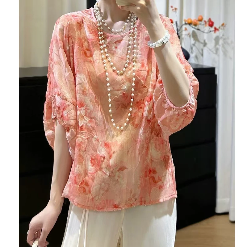 Summer New Exclusive Design O-Neck Silk +Velvet Burnt Flower + Lantern Sleeves Fashionable and Elegant Women's Shirt S-XL
Summer New Exclusive Design O-Neck Silk +Velvet Burnt Flower + Lantern Sleeves Fashionable and Elegant Women's Shirt S-XL