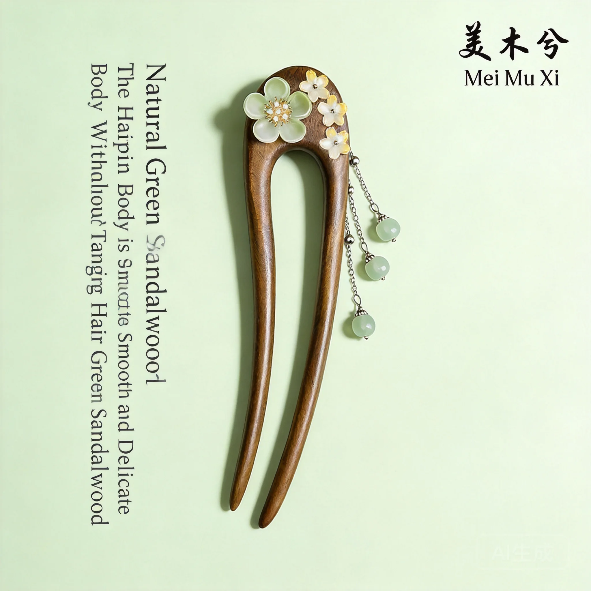 Chinese Style Lucky Fortune Blessing Green Sandalwood U Shaped Hairpin Flower Tassel Jade Bead Hair Stick Traditional Hanfu Cheo
Chinese Style Lucky Fortune Blessing Green Sandalwood U Shaped Hairpin Flower Tassel Jade Bead Hair Stick Traditional Hanfu Cheo