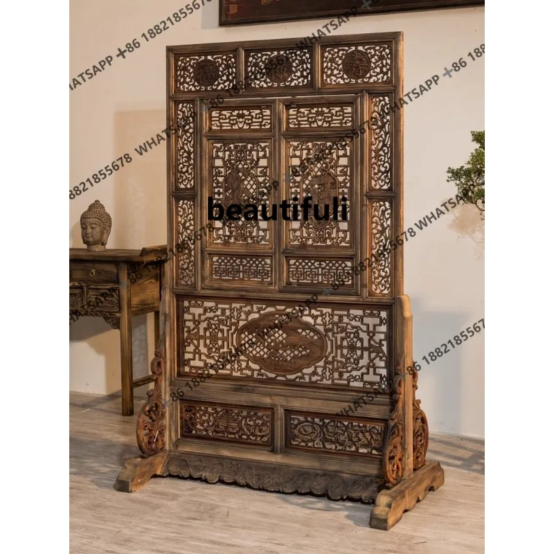 Wood carving solid wood flower grille Chinese partition screen blocking imitation hollow door and window seat screen
Wood carving solid wood flower grille Chinese partition screen blocking imitation hollow door and window seat screen