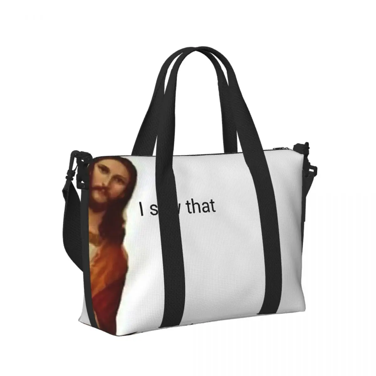Custom Jesus Saw That Beach Travel Bag Large Capacity Tote Bags for Gym Yoga Women Shopping Duffle Shoulder Bag 
Custom Jesus Saw That Beach Travel Bag Large Capacity Tote Bags for Gym Yoga Women Shopping Duffle Shoulder Bag