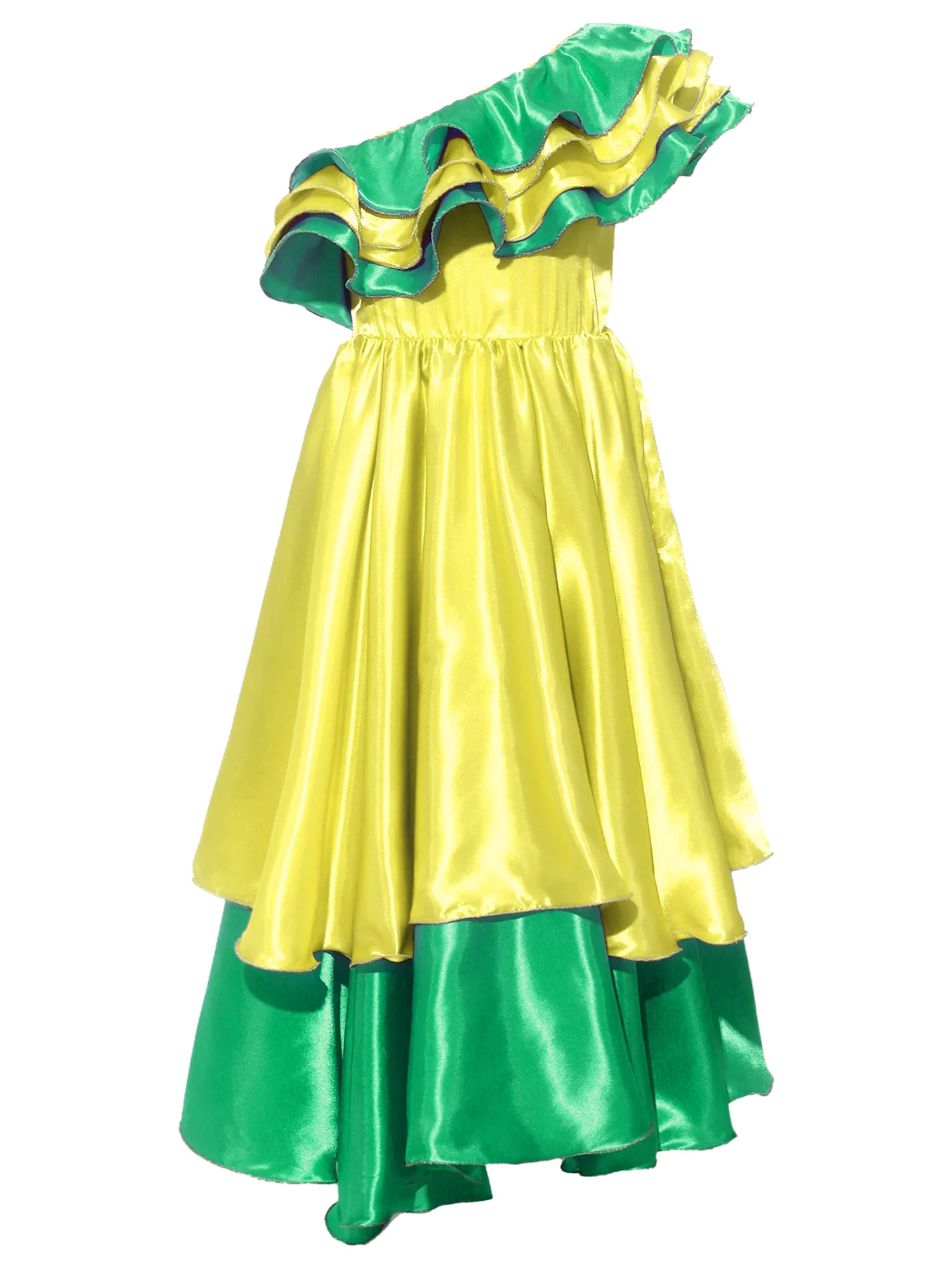 Kids Ethnic Samba Costume One Shoulder Ruffled Contrast Color Dance Dress for Halloween Carnival Fiesta Stage Show
Kids Ethnic Samba Costume One Shoulder Ruffled Contrast Color Dance Dress for Halloween Carnival Fiesta Stage Show