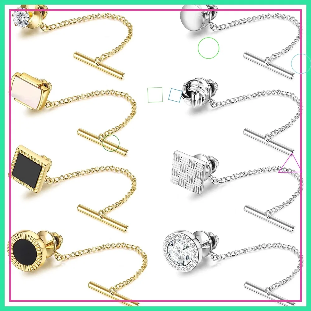 8 Tacks for Men Regular Ties Necktie 14K Gold Plated Pins With Chain Wedding Business Anniversary
8 Tacks for Men Regular Ties Necktie 14K Gold Plated Pins With Chain Wedding Business Anniversary