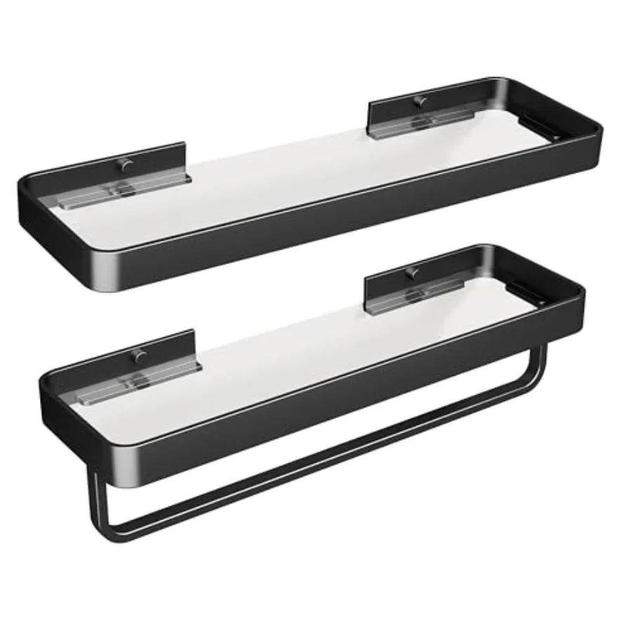 Floating Bathroom Shelves with Towel Bar Clear Tempered Glass Wall Shelf 2-Pack Versatile Bathroom Organizer Set
Floating Bathroom Shelves with Towel Bar Clear Tempered Glass Wall Shelf 2-Pack Versatile Bathroom Organizer Set