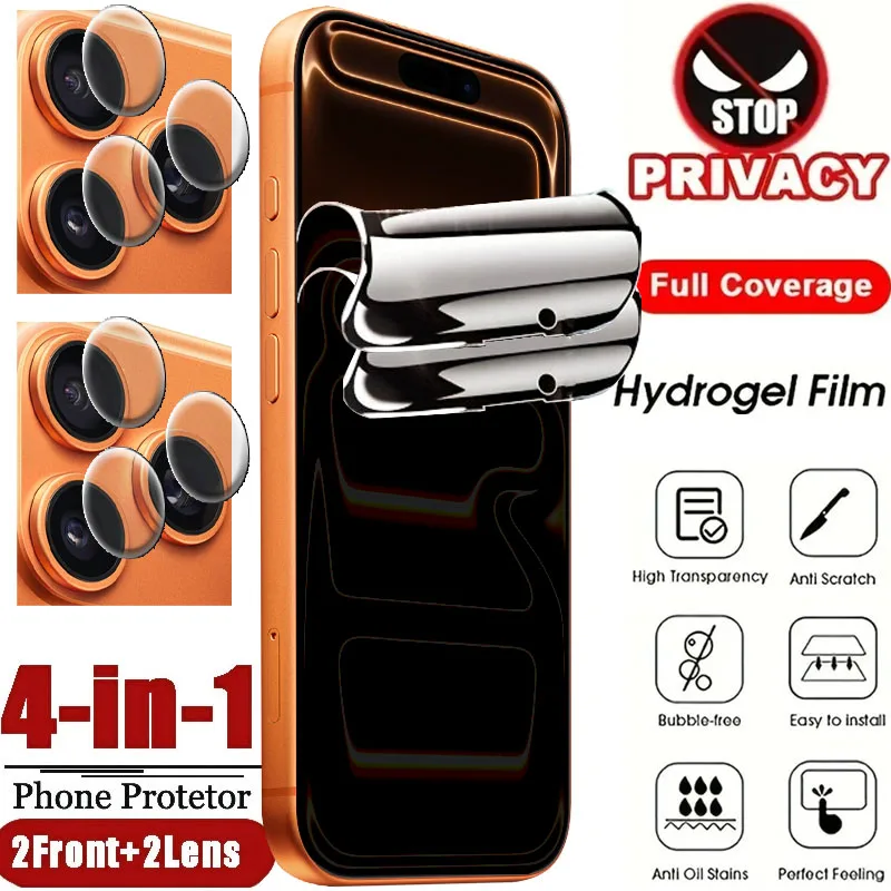 4IN1 Screen Protector for iPhone 17 16 15 14 Pro Max 13 Mini 16E Privacy Hydrogel Film for iPhone Air 15 14 16 Plus 11 12 13 Pro
4IN1 Screen Protector for iPhone 17 16 15 14 Pro Max 13 Mini 16E Privacy Hydrogel Film for iPhone Air 15 14 16 Plus 11 12 13 Pro