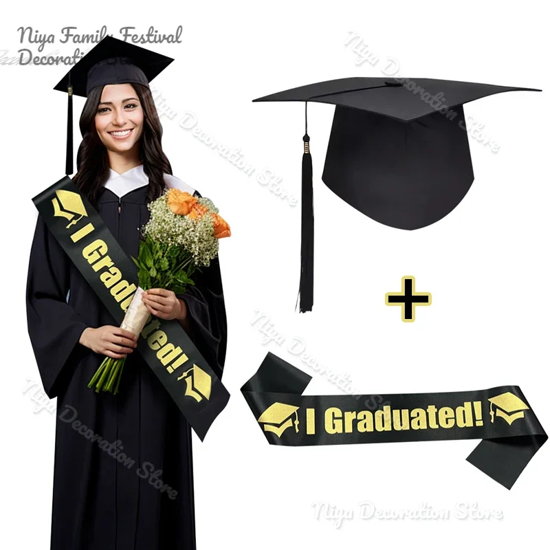 2025 Graduated Satin Sash Black Bachelor Caps with Tassel for Graduation Party Decoration Photo Props University Master Hat Gift 
2025 Graduated Satin Sash Black Bachelor Caps with Tassel for Graduation Party Decoration Photo Props University Master Hat Gift
