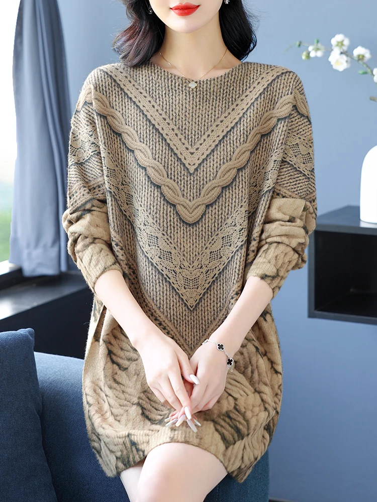 Print Sweaters Dress Autumn Winter Casual Pullovers Knitwear Jumper Pull Elasticity Thick Warm Long Sweater Women
Print Sweaters Dress Autumn Winter Casual Pullovers Knitwear Jumper Pull Elasticity Thick Warm Long Sweater Women
