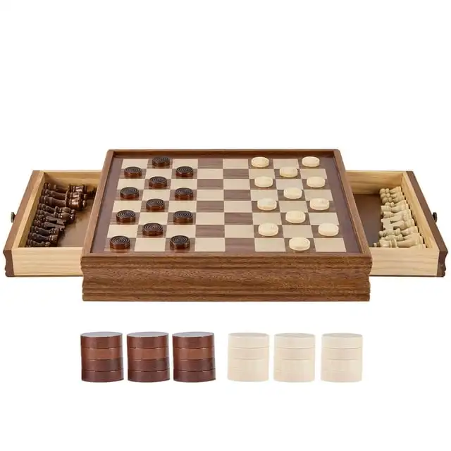 KFFKFF Juego Combinado de Ajedrez y Ajedrez de Madera Maciza Grande 2 en 1 de 15 Pulgadas
KFFKFF Juego Combinado de Ajedrez y Ajedrez de Madera Maciza Grande 2 en 1 de 15 Pulgadas