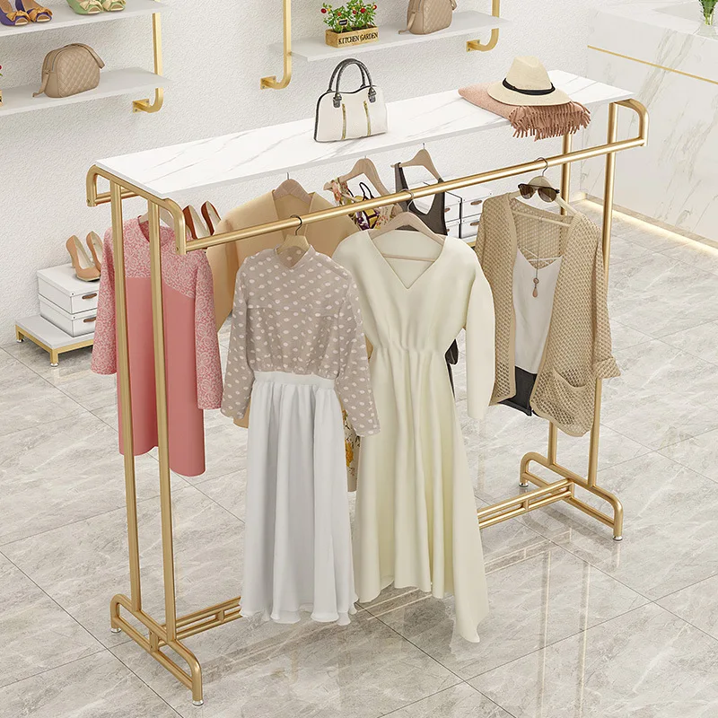 Clothing store display rack Golden Nakajima display rack Women's clothing Children's clothing store Simple floor-to-ceiling doub 
Clothing store display rack Golden Nakajima display rack Women's clothing Children's clothing store Simple floor-to-ceiling doub