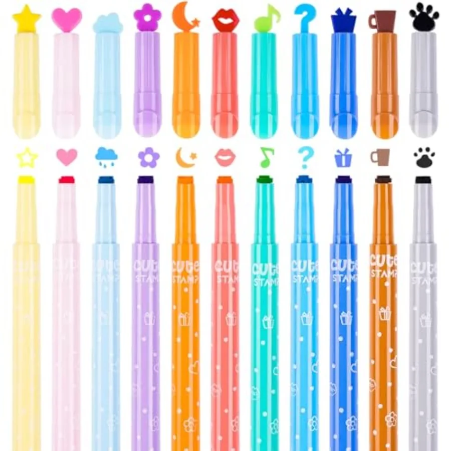 11-Pack Cute Candy Color Highlighters with Mini Stamper Tips for Coloring, Drawing, Illustrating, Journaling and Art Crafts, Cr
11-Pack Cute Candy Color Highlighters with Mini Stamper Tips for Coloring, Drawing, Illustrating, Journaling and Art Crafts, Cr