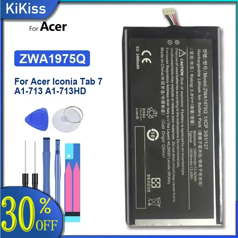 Li-Polymer Battery For Acer Iconia Tab 7, A1-713, A1-713HD, A1 713 , ZWA1975Q, 3536mAh
Li-Polymer Battery For Acer Iconia Tab 7, A1-713, A1-713HD, A1 713 , ZWA1975Q, 3536mAh